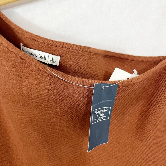 NEW Abercrombie & Fitch Brown Knit One Shoulder Bodycon Mini Dress Size Large - Picture 3 of 7
